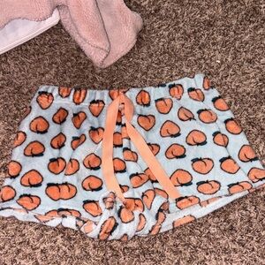 Peach Patterned Fleece Shorts